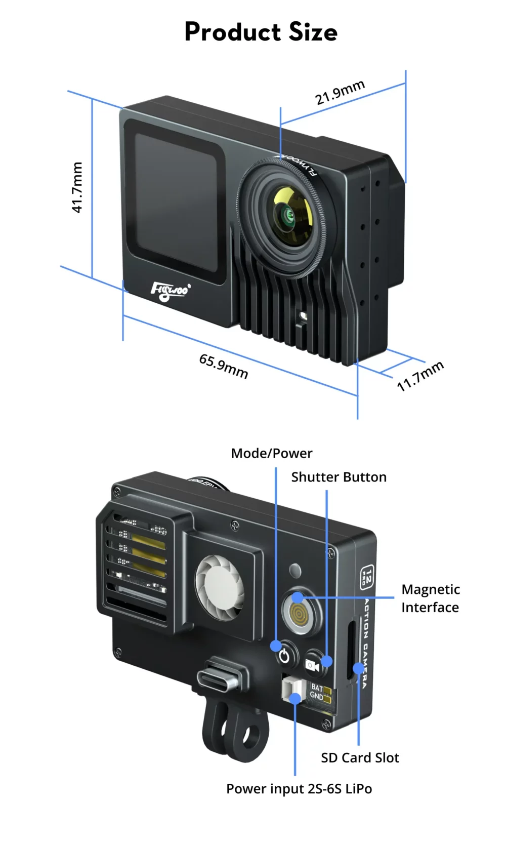 Flywoo Naked Gopro Action Camera V2 Pro DIY Kit (No Touch Screen Case)