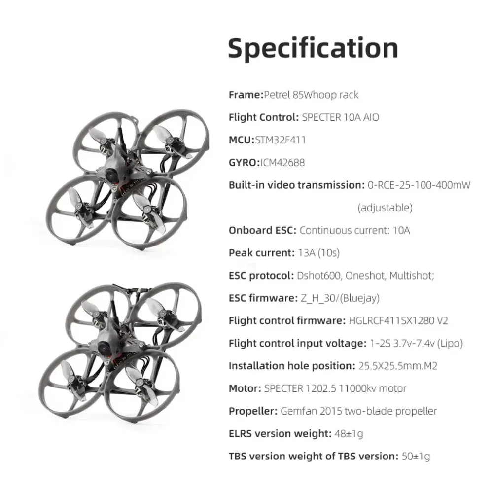 HGLRC Petrel 85Whoop Brushless Motor Indoor FPV Drone Tinywhoop Quadcopter