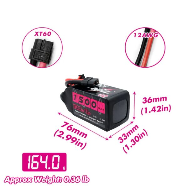 CNHL 1500mAh 4S 130C LiPo Battery XT60